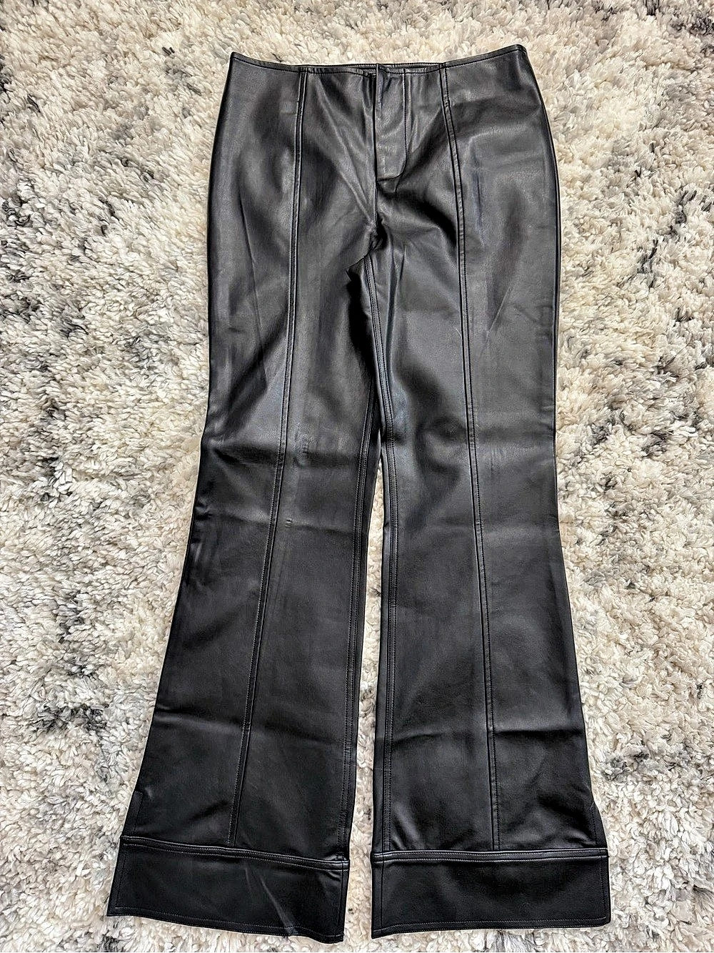 We The Free Glow Up Faux Leather Pant Black Flare Pants Size 6 Like New